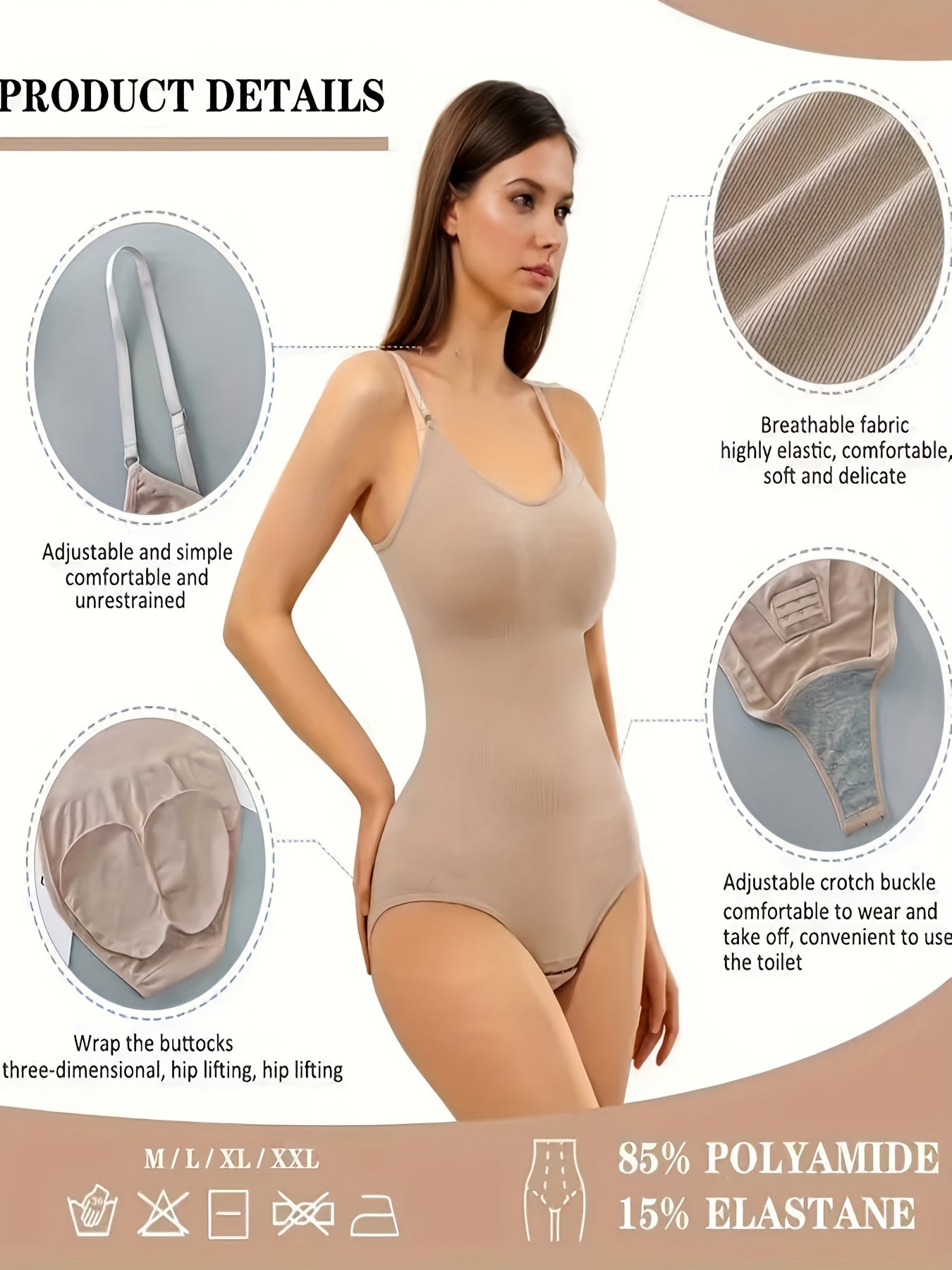 3 Seamless Shapewear Bodysuits with Functions Of Abdominal Compression Hip Lifting – view 4