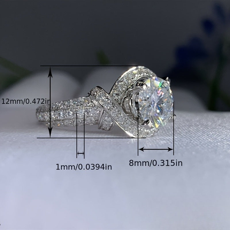 Moissanite Engagement Ring 925 Silver - Vintage Flower Tower Intertwined Design, Full-Set Moissanite Wedding Band for Women, Elegant Anniversary Ring Sizes 6-11
