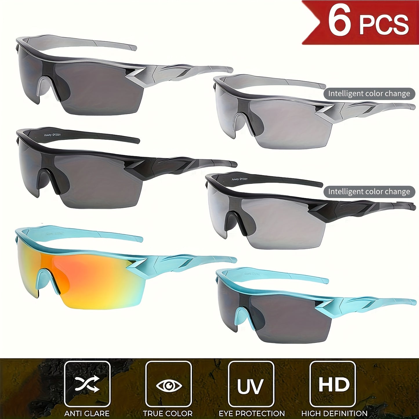 Polarized Sunglasses 6-Pack Ultra-Light PC Frame Unisex Fashion Eyewear for Men and Women Driving Daily Commute Summer Leisure Holiday Gift Set