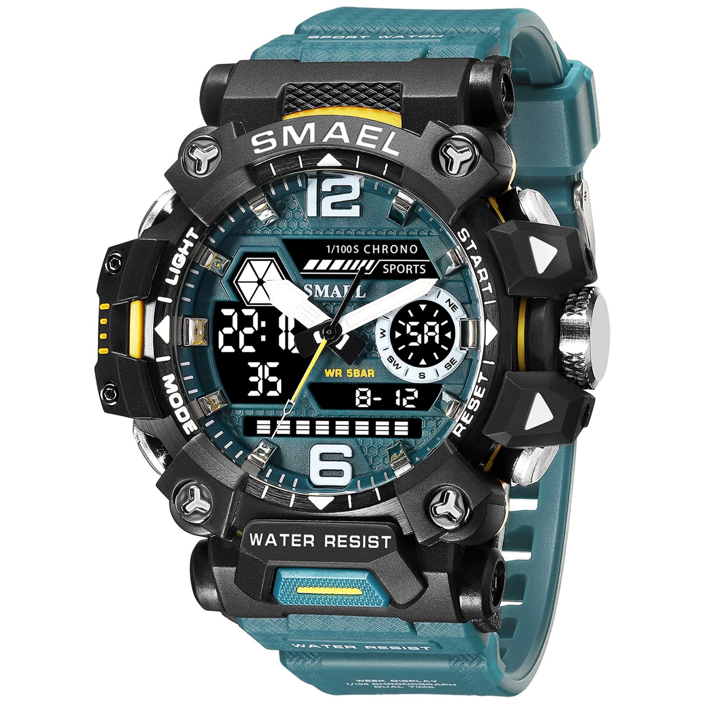 SMAEL Tactical Military Sports Watch for Men — Waterproof, Night Light, Alarm, Calendar