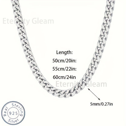925 Sterling Silver Cuban Link Chain Necklace for Men – Hip Hop Fashion Chunky Choker 20"/22"/24" Birthday Valentine Gift