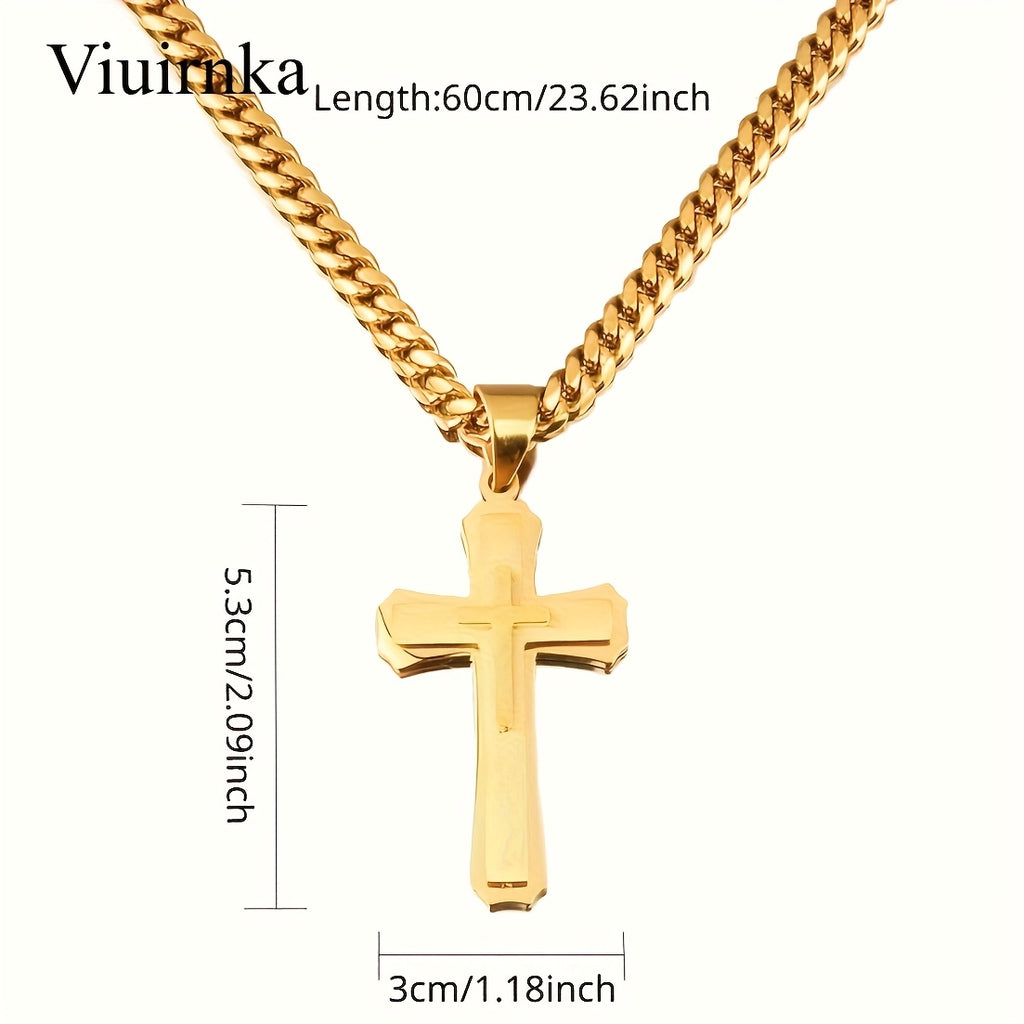 Classic Hip Hop Cross Necklace: A Accessory, Great for Birthday Celebrations & Easter Presents - Comes with a Gift Box for Convenient Gifting, Suitable for Both Men And Women