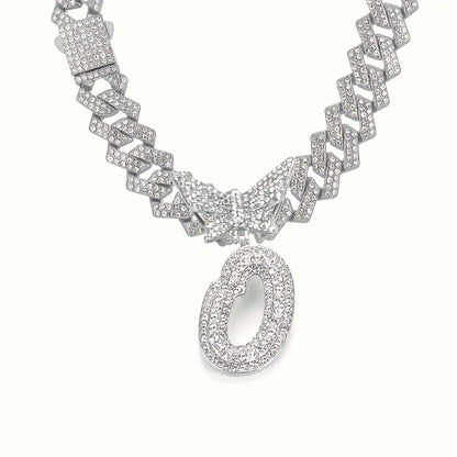 Cuban Link Chain Necklace - Initial Letter for Men Women - with Butterfly Alphabet Pendant A-Z, Gold & - product detail view
