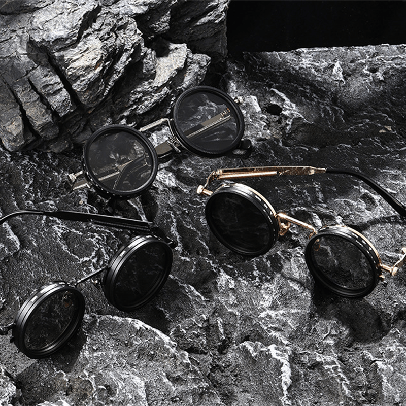 1 Pair of Adjustable ND, Steampunk Rotating Lens Glasses, Mechanical Style Frame (Black/ Gray/ Golden), Unisex, Retro Fashion Accessory, High-Quality Lenses, Adjustable Brightness, Durable Material, Suitable for Driving And