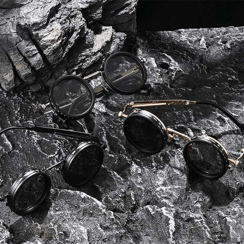1 Pair of Adjustable ND, Steampunk Rotating Lens Glasses, Mechanical Style Frame (Black/ Gray/ Golden), Unisex, Retro Fashion Accessory, High-Quality Lenses, Adjustable Brightness, Durable Material, Suitable for Driving And