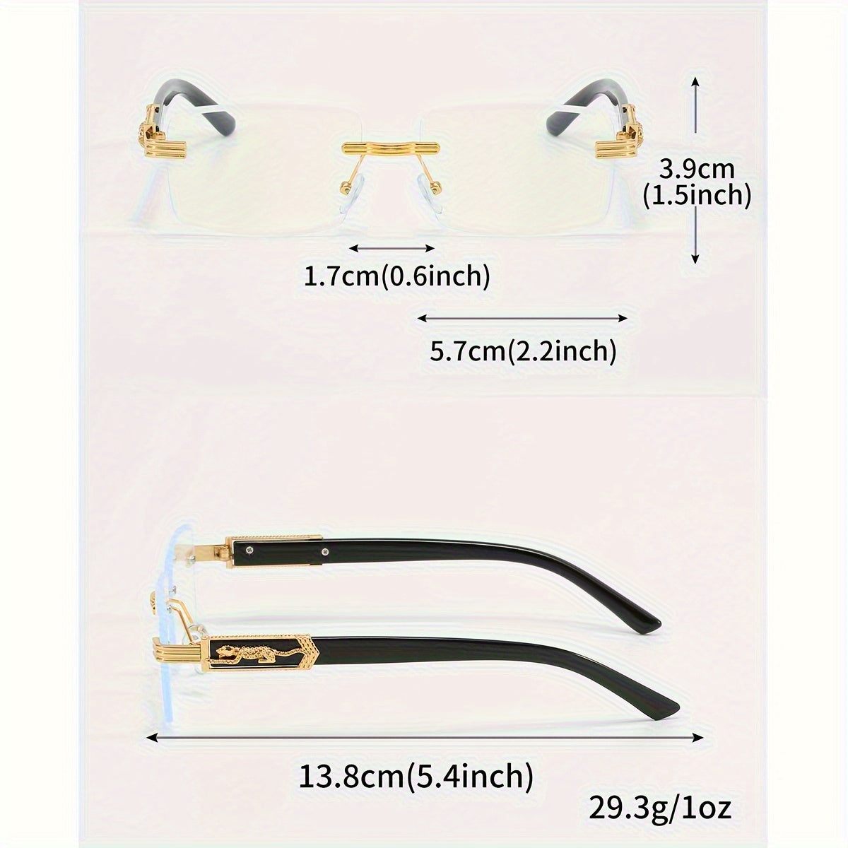 1 Pair Men's Metal Rimless Retro Anti Blue Light Classic Simple Business Flat Fashion Glasses