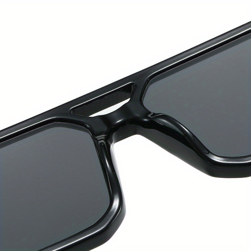 Retro Square Sunglasses UV400 Oversized Frame - Tortoiseshell Arms Unisex Fashion Shades Women Men Travel Beach Daily Wear with Case 6 Colors