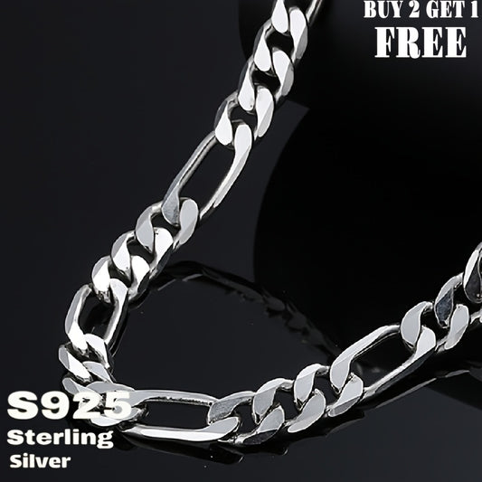 925 Sterling Silver Coarse Figaro Necklace, Retro Minimalist Design, Men'S Necklaces, Women'S Necklaces, Men'S Jewelry, Women'S Jewelry, Fashionable Jewelry Gifts, With Gift Box, Buy 2 Get 1 Free, Total Weight Of The Product(6.25g)