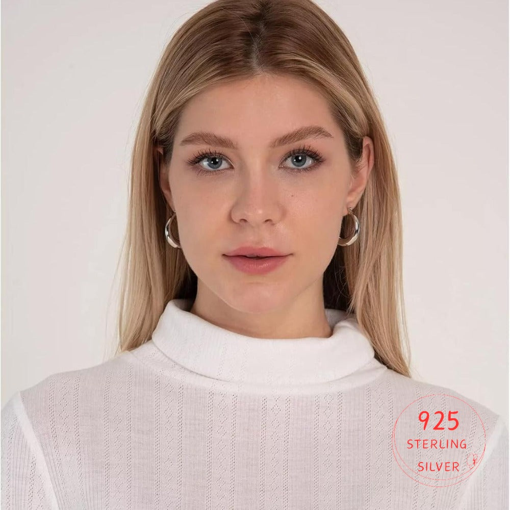S925 Sterling Silver Round Earrings - Made from Hypoallergenic Materials, Featuring a Lightweight Design And a Style. Ideal for Women Who Prefer Larger Circular Earrings, Perfect As Gifts for Birthdays, Christmas