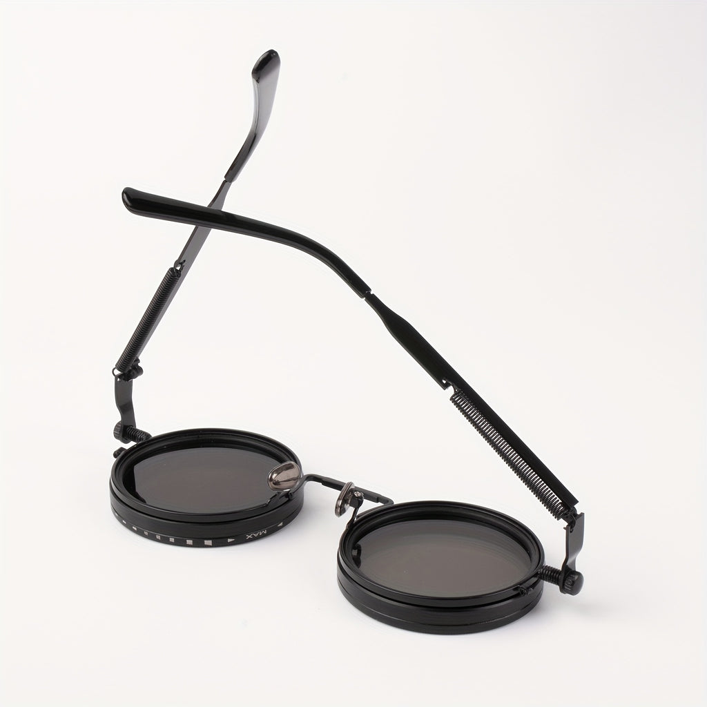 Industrial Punk Style Rotating Dimming Fashion Glasses, Spring Temple, Rotating Dimming, Flexible Adaptation to a Variety of Scenes, High Fashion