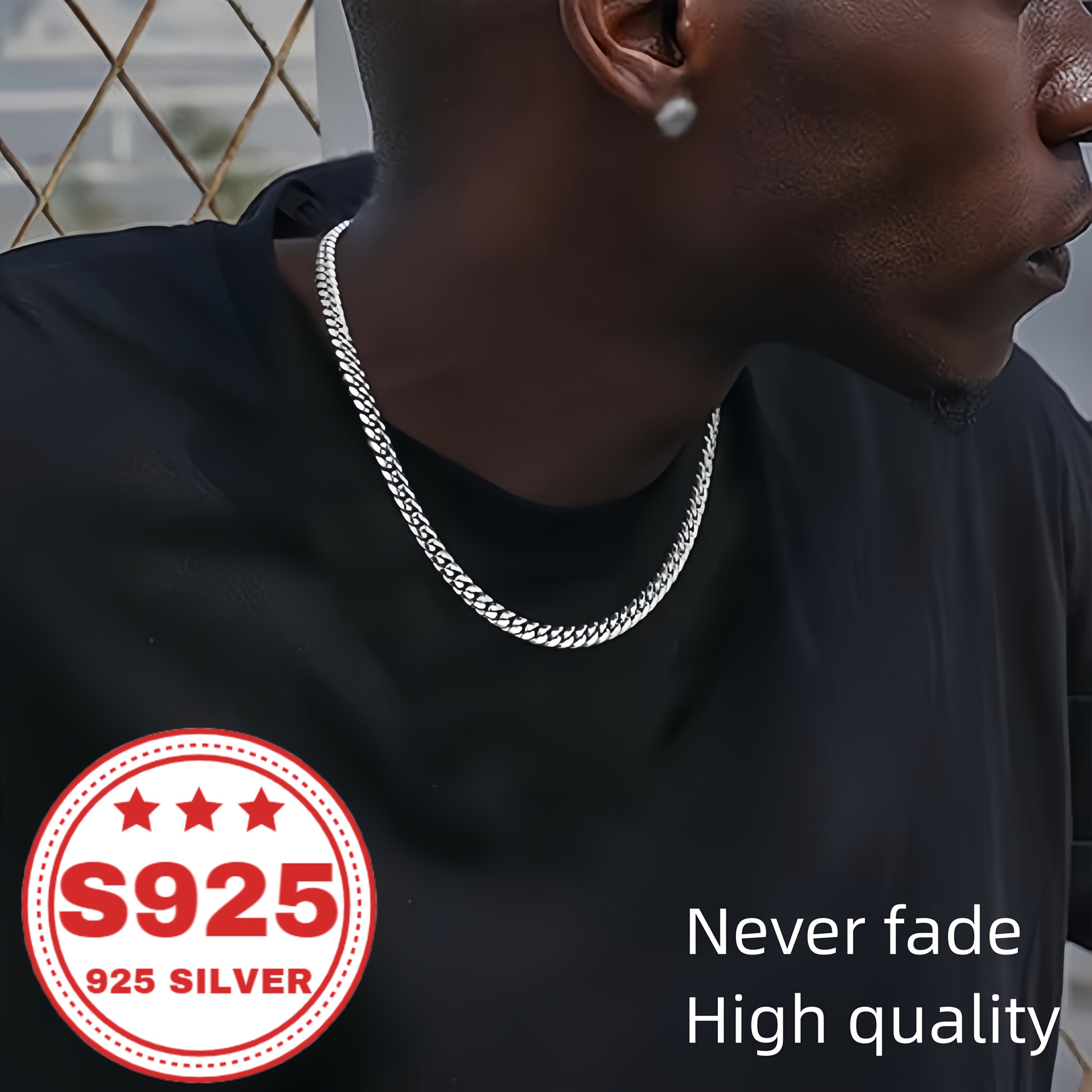 Hot Seller: 925 Sterling Silver Cuban Necklace, 9Mm Cuban Chain, Suitable for Both Men And Women. A Trendy Must-Have, Classic And Versatile, This Stylish, Made-In-China, High-End Necklace Makes a Great Gift