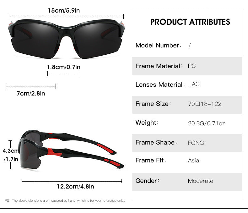 3pcs New Cross-Border Outdoor Sports, Skiing, Driving Half-Frame Sunglasses Men'S Running Fishing Sunglasses Sun Protection Lightweight Goggles