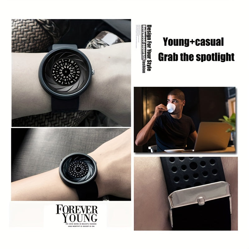 Concept Password Dial Quartz Watch for Men – Unique Fashion Wristwatch with Extra Strap & Tools, Novel Sport Design, Cool Gift Idea