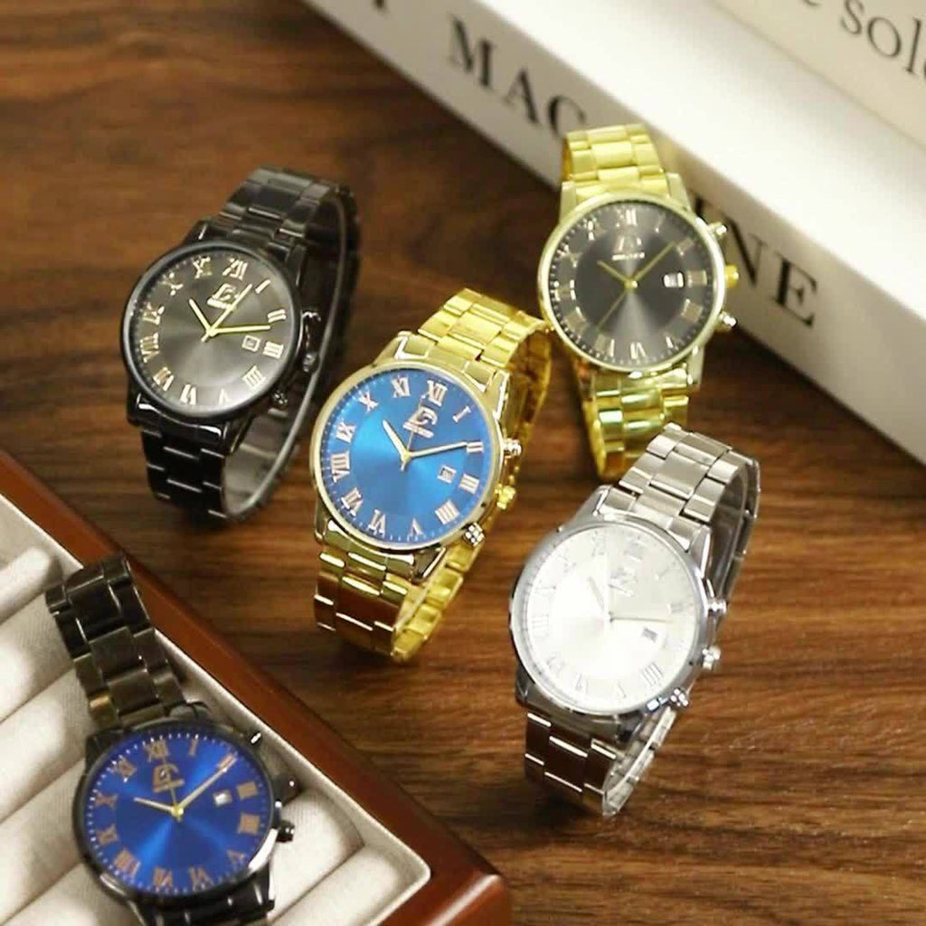 12pcs/Set Men Watch Set, Fashion Stainless Steel Strap Quartz Watches for Men, Classic Pointer Round Dial Date Display Men'S Wrist Watch Business Casual Men'S Watch Set Birthday Valentine'S Day Easter Perfect Gift, Reloj Para Hombre