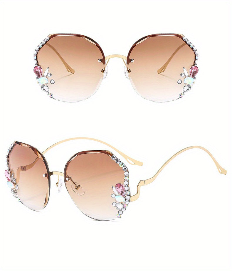 Diamond Accented Fashion Sunglasses for Women with Case Premium Gradient Lenses Multi-Color Stylish Durable Eyewear for Daily Wear Parties Summer Holiday Gift