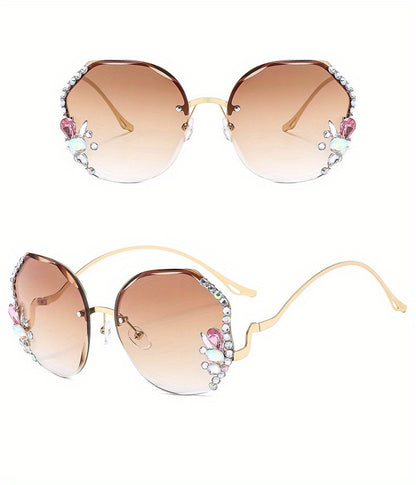 Diamond Accented Fashion Sunglasses for Women with Case Premium Gradient Lenses Multi-Color Stylish Durable Eyewear for Daily Wear Parties Summer Holiday Gift