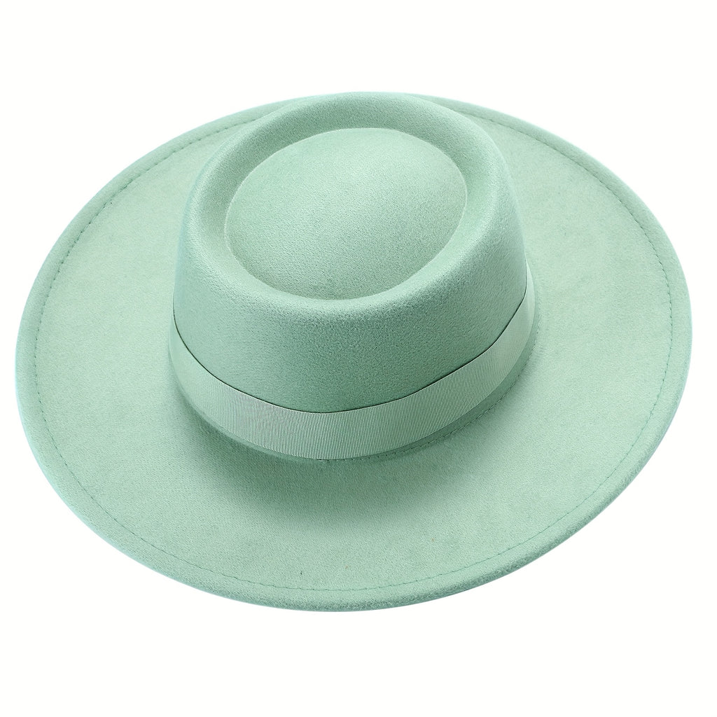 Women's Ladies Elegant Bow Fedora Hat Wide Brim Felt Hat Panama Church Derby Top Hat