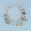 S925 Silver 1pc Ocean Style Seahorse Turtle Dolphin Starfish Sea Snails Scallop Conch Charm Pendant Chain Bracelet, Marine Animal Bracelet Friendship Jewelry Gift.Total Weight Of The Product (3g)