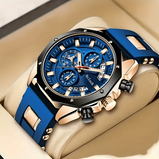 Men's Large Dial Quartz Watch with Auto Calendar | Stainless Steel Strap, Business Sports Wristwatch – Available as Watch Only or Watch & Jewelry Set