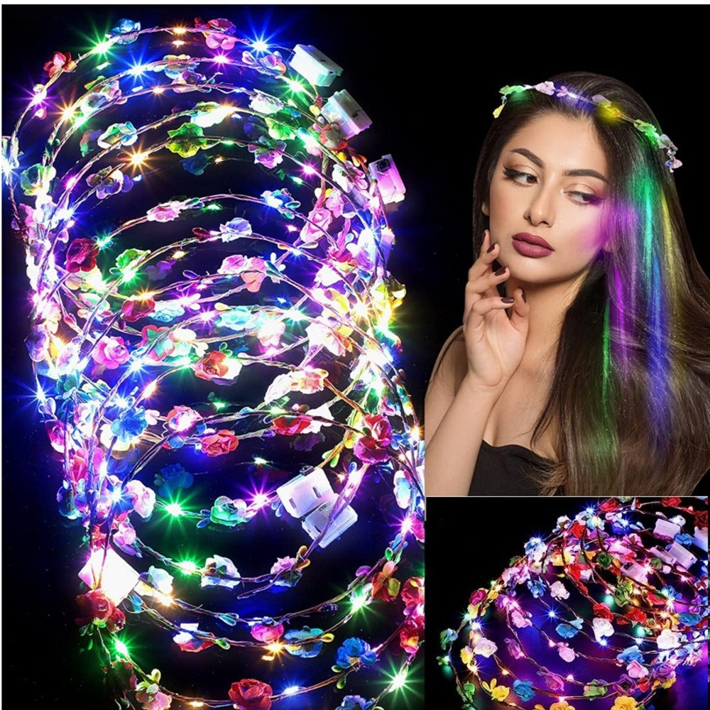 [Luminous Headdress] Random Color 10pcs/20pcs Of Luminous Garland Headdresses Suitable for Christmas Party, Role Play, Glow Party, Disco, Wedding, Birthday Party, Photography, Concert, Tailgate Party
