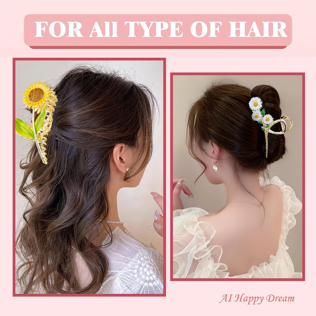 6pcs Flower Dressing Renaissance Headpieces, Metal Hair Clips, Large Tulip Anti Slip Hair Clips, Hair Clips, Firm Headpieces, Fashionable Ladies, Long Hair, Thick Hair, Thin Hair, Curly Hair, Halloween, Christmas, Suitable For Ladies' Headwear