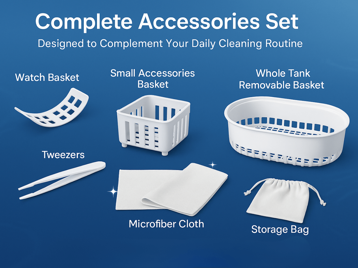 Ultrasonic Jewelry Cleaner, 48KHz Ultrasonic Cleaner Machine for Jewelry, Eyeglasses, Rings, Watch Strap, Dentures- Dual Cleaning Modes, 304 Stainless Steel Tank