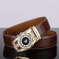 Men's Genuine Leather Ratchet Belts - Crocodile Texture, Automatic Sliding Buckle, No Hole Adjustable Trim To Exact Fit - For Men - Perfect Gift for Father's Day & Special Occasions
