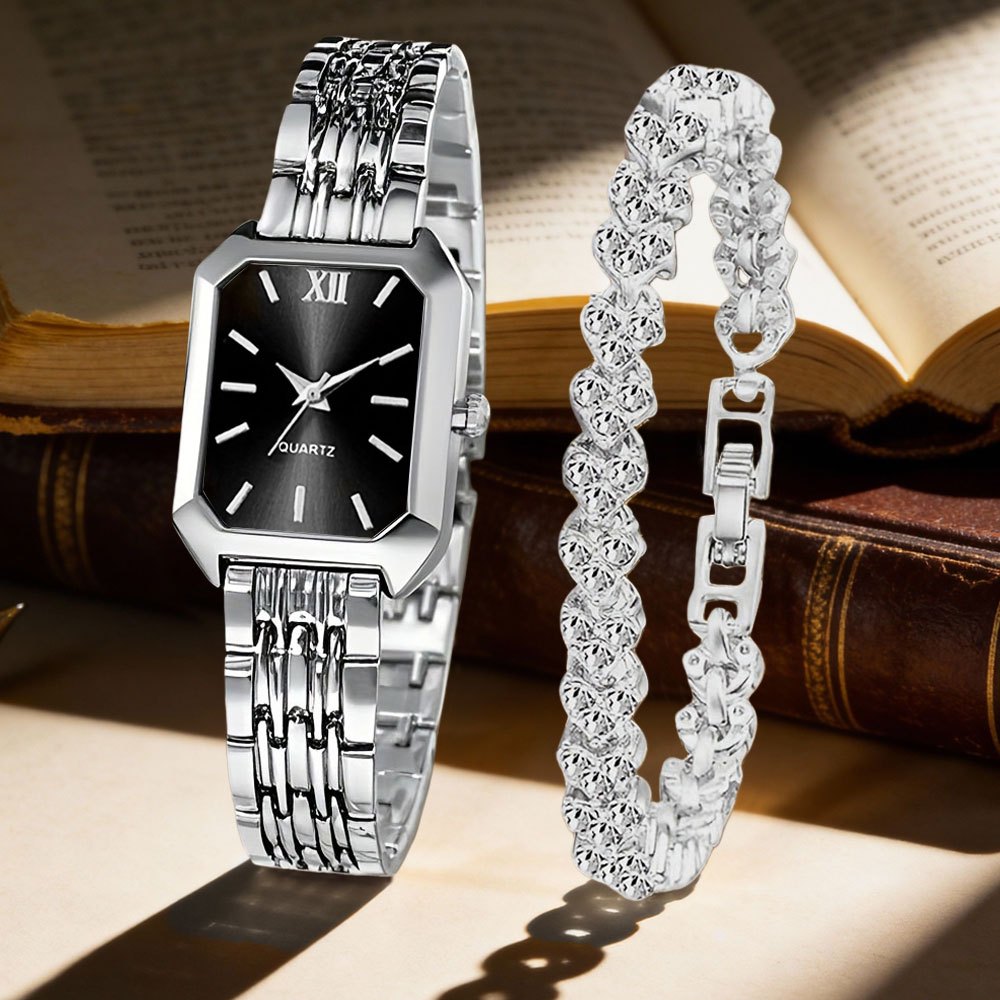 Set of 2 Women'S Stylish Vintage Watches - Opulent Heart-Shaped Chain Design Quartz Watch, Timeless Pointer Style Watch, Ideal Gift for Birthdays, Christmas, Easter, And New Year'S Celebrations