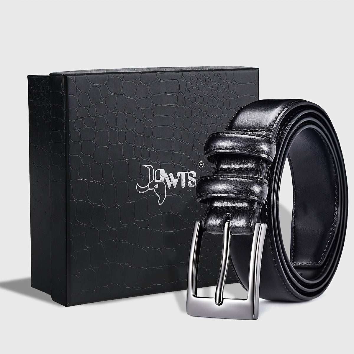 Men's Genuine Leather Belt with Gift Box - Zinc Alloy Golden Buckle Dress Belt for Jeans & Trousers, Perfect Gift for Dad & Husband, Black Brown Caramel 96-126cm