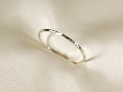 Hammered Ring S925 Sterling Silver Stackable Minimalist Textured Band Women Ring Sizes 3.5-10 Everyday Jewelry Gift for Her