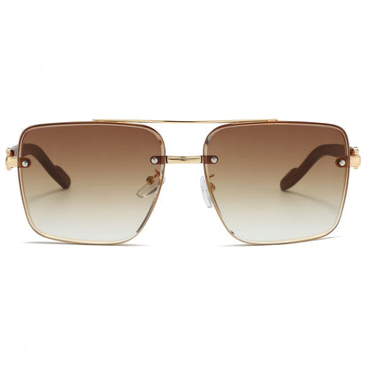 Wood Grain Sunglasses UV400 Square Bridge Frame - AC Lens Gold PC Lightweight Retro Unisex Men Women Driving Travel Street Style 7 Colors
