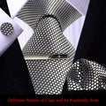 4pcs Mens Silvery Grey Tie Set Necktie Pocket Square Cufflinks And Clip Set for Wedding Groom Party Business Mens Gift