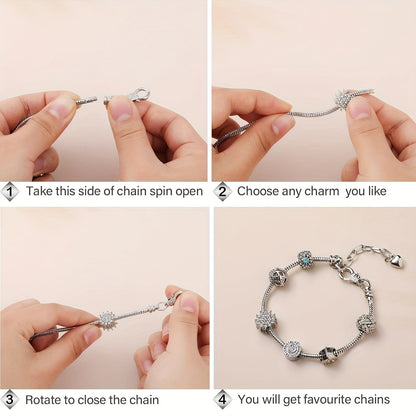 Snake Chain Bracelet Blanks 40pcs Set - Adjustable DIY Bead Pendant Bracelet with Heart Extension Chain for Jewelry Making, Craft Supplies Bulk