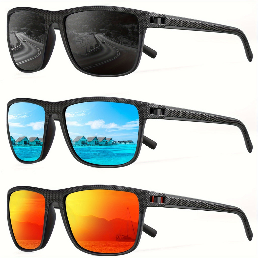 [3 PACK] Polarized Men's And Women's Fashion Glasses, Lightweight Classic Square Men's Sports Fashion Glasses Daily Sports Accessories Suitable for Golf Running Fishing Birthday Gift Holiday Preferences