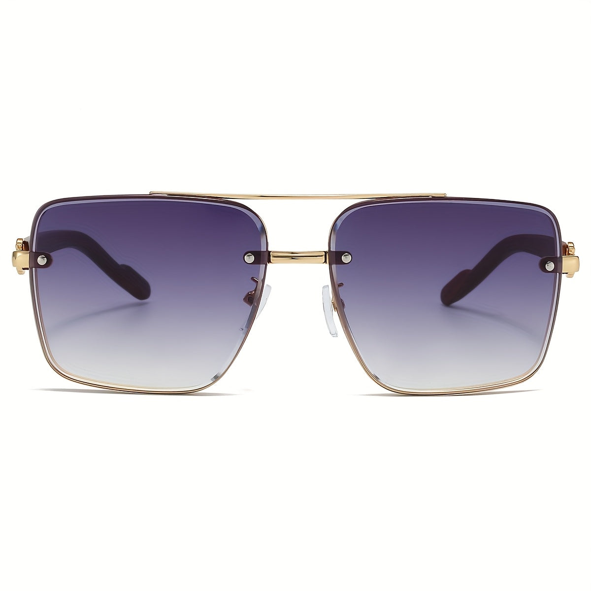 Unisex Square -Bridge Sunglasses - Premium Woodgrain UV400 AC Lenses with Lightweight PC Frame - Luxe Retro Style for Driving/Travel/Street Style - Includes Protection Case, Versatile for All Occasions