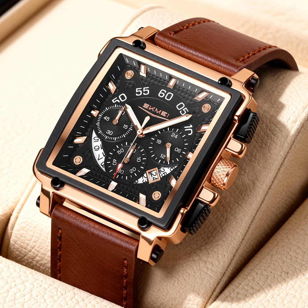SKMEI Watch Men Quartz Chronograph Date Display Luminous Hands 3ATM Waterproof Casual Formal Dress Wristwatch for Men Multi-Color