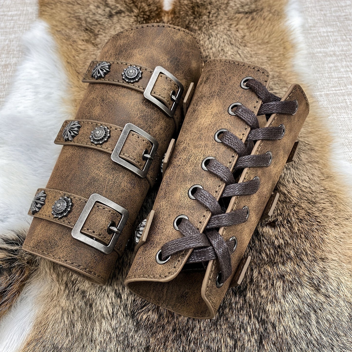 Medieval Knight Wrist Guards Handcrafted Cosplay Armor Bracers Halloween Stage Performance Costume Accessories for Men Women