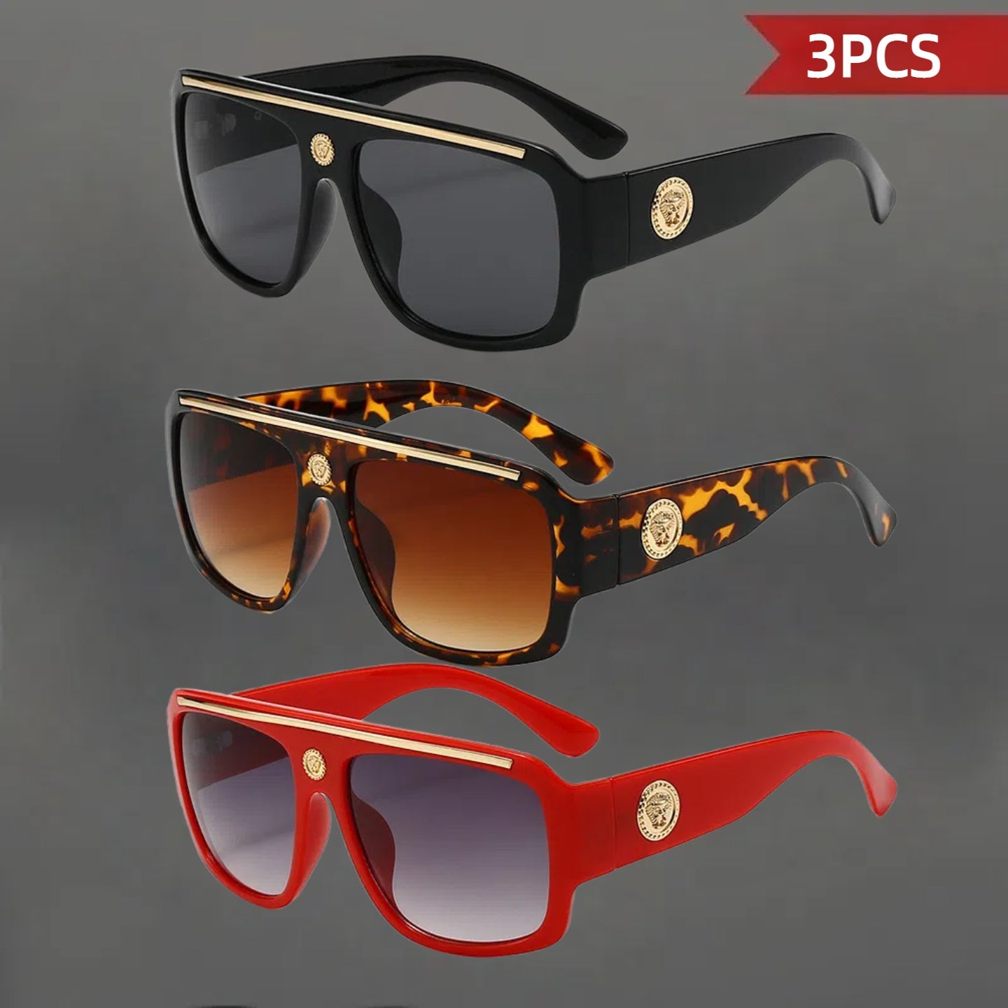 3pcs Retro Men'S, Lightweight Frame Polarized Glasses, Unisex, Suitable for Trips And Casual Wear, Ideal Holiday Gift