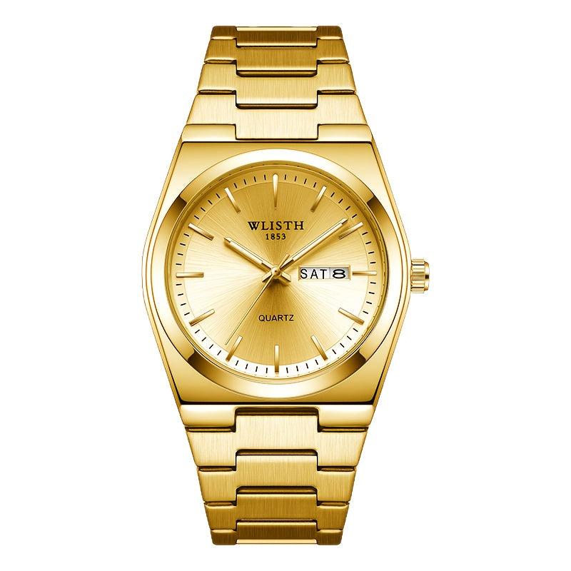 Men's Quartz Watch Stainless Steel Luminous Hands Date Display Sport Business Wristwatch for Men Gold Black Green Silver 4 Colors