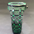 MISSFOX Fashion Green Watch For Mens Luxury Iced Out Quartz Watch Mans Hip Hop Square Rhinestone Jewelry Wristwatch Reloj 2024 New
