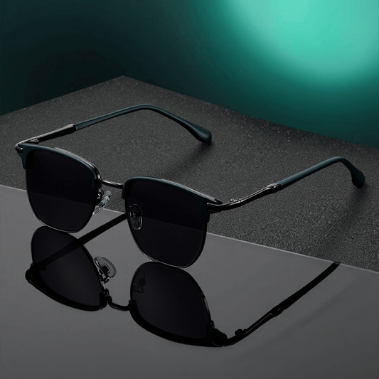 Semi-Rim Sunglasses UV400 for Men & Women – Retro Half Frame Vintage Tinted Lens Eyewear with Case & Cleaning Cloth, 4 Colors for Daily Wear, Travel & Driving