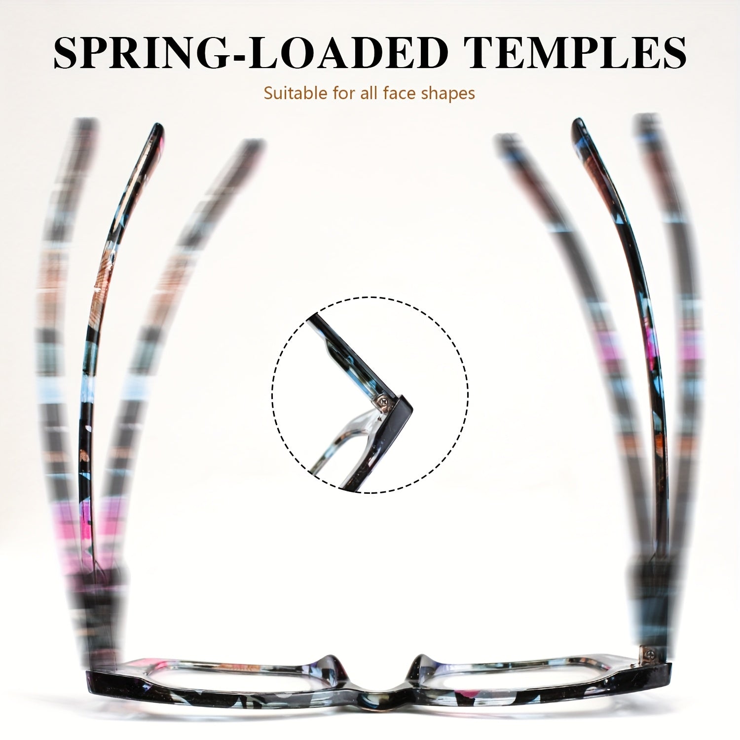 7pcs Women'S Large Square Reading Glasses With Spring Hinges - Vintage Style, Comfortable Fit, 1.0 To 4.0 Magnification, Print Design, Durable PC Frame For Everyday Use Women, Everyday Eyewear, Stylish Eyewear, Metallic Hinges Suitable For Christmas