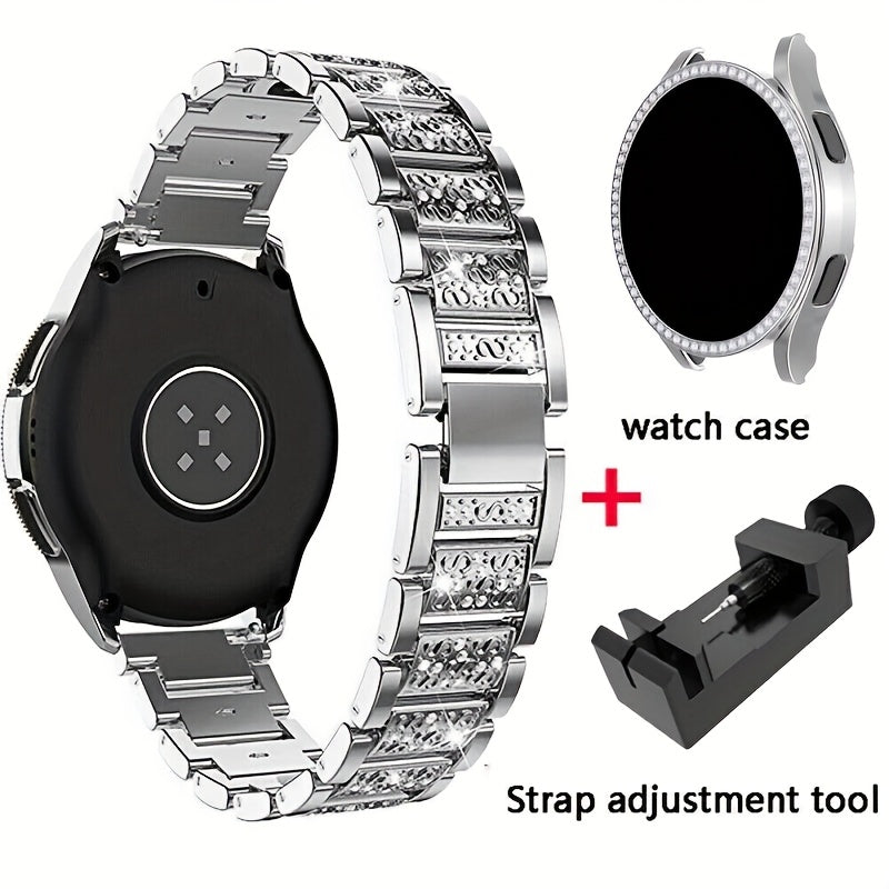 Suitable for Samsung Watch 4/5/6/7 Watch Straps Full of Rhinestones, Fashionable And Bright Watch Straps Single Row Rhinestone Protective Case And Watch Remover 40Mm 44Mm