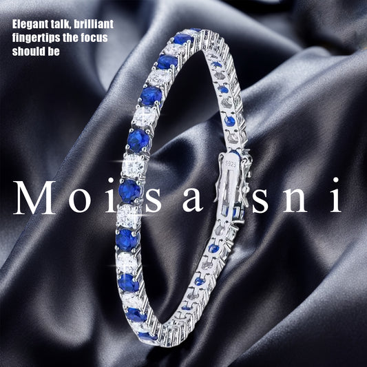 1pc Italian Luxury 925 Silver Moissanite Inlaid Bracelet, Designed And Hand-crafted By An Italian Designer, This Is A Commemorative Gift for Your Wife.Suitable for Various Occasions Such As Banquets.Gift Bag.Total Weight Of The Product (0.31 oz)