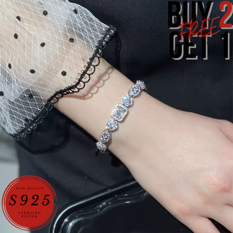 925 Sterling Silver Artificial Diamond Bracelet for Men and Women, Italy Fashion Jewelry with Gift Box, Multi-Size Necklaces - Birthday, Party, Holiday Gifts for Boyfriend, Girlfriend, Wife, Husband (Buy 2 Get 1 Free)