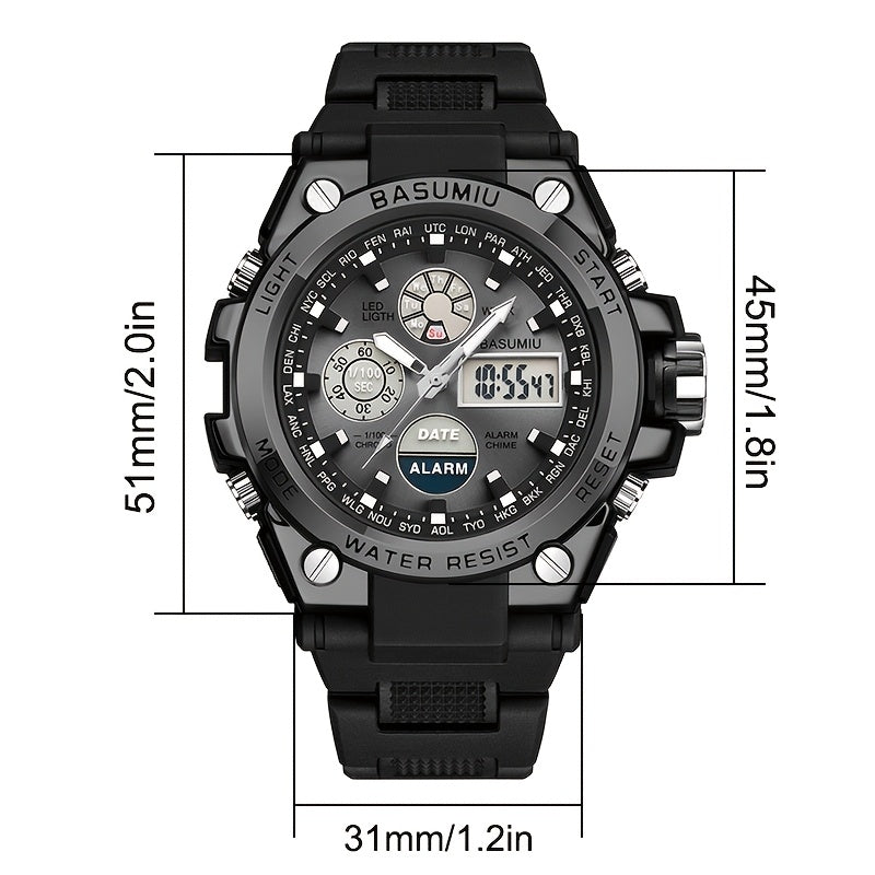Men'S Stylish Sports Electronic Watch with Dual Display, an Excellent Gift Option