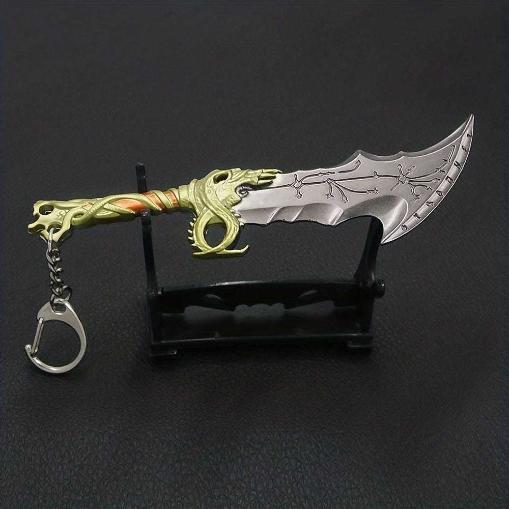 Funky Fantasy Axe Keychain for Men - Zinc Alloy Pendant with Iron Chain & Keyring, Durable Backpack Accessory for Gamers & Fantasy Fans