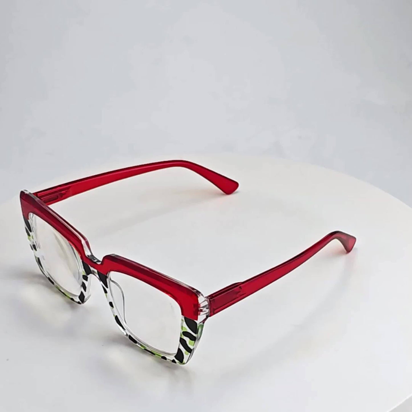 Colorful Reading Glasses for Women 7 Pack - Large Square Frame Presbyopia Readers +1.0 to +4.0 in Red Purple Blue Gradient Black Green Gray Pink, Stylish Eyewear for Driving Parties Work