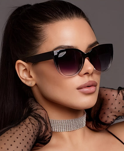 Gradient Cat Eye Sunglasses Men Women Oversized Retro Fashion Gradient Black Lens Summer Eyewear for Beach Vacation Travel Cruise Trendy Unisex Accessories Must-Have