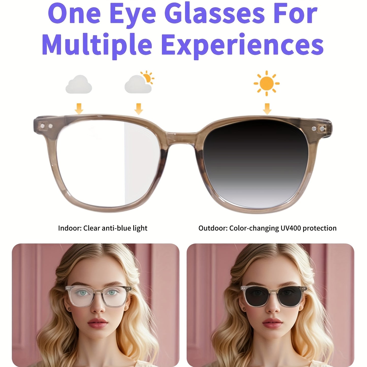 Smart Audio Glasses with Photochromic Lenses - Bluetooth Sunglasses for Music Calls Driving Sports, Anti Blue Light Auto Color Changing Unisex Eyewear in Gray Blue Black Transparent Coffee Yellow Silver